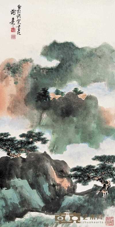 谢稚柳 青山碧嶂 镜心　 68.5×34.5cm
